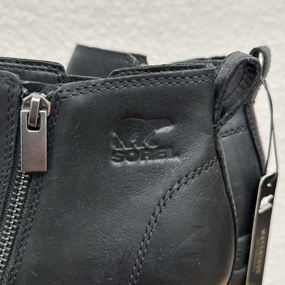 NEW Sorel Evie ll Black Leather Waterproof Ankle Boots Size 9.5 - Picture 6 of 11